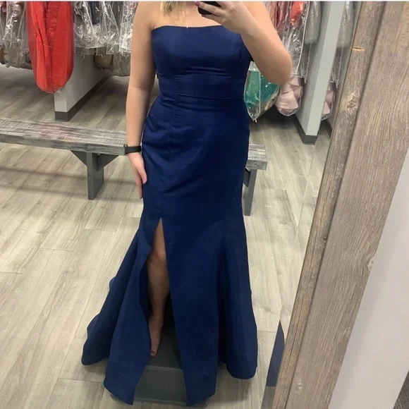 sherri hill navy blue strapless dress Sherri Hill 55554 main image 0